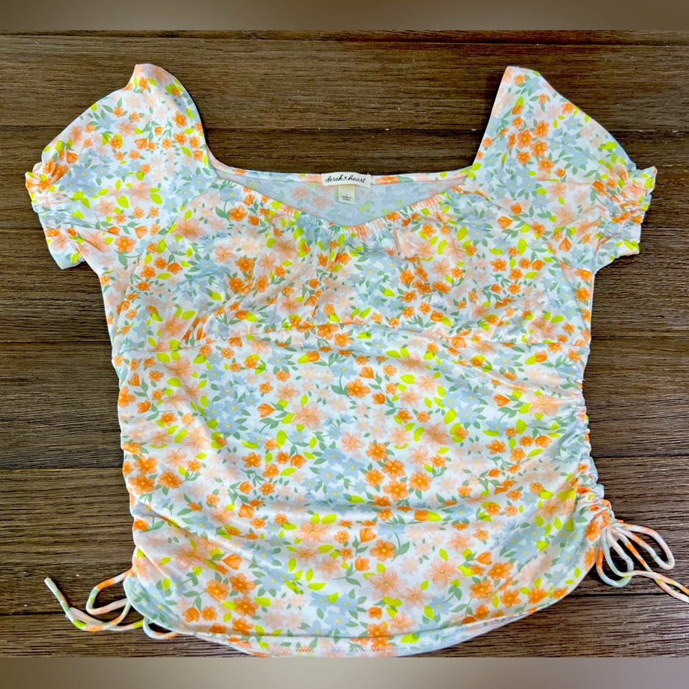 Floral Derek Heart Off Shoulder Top | Size L